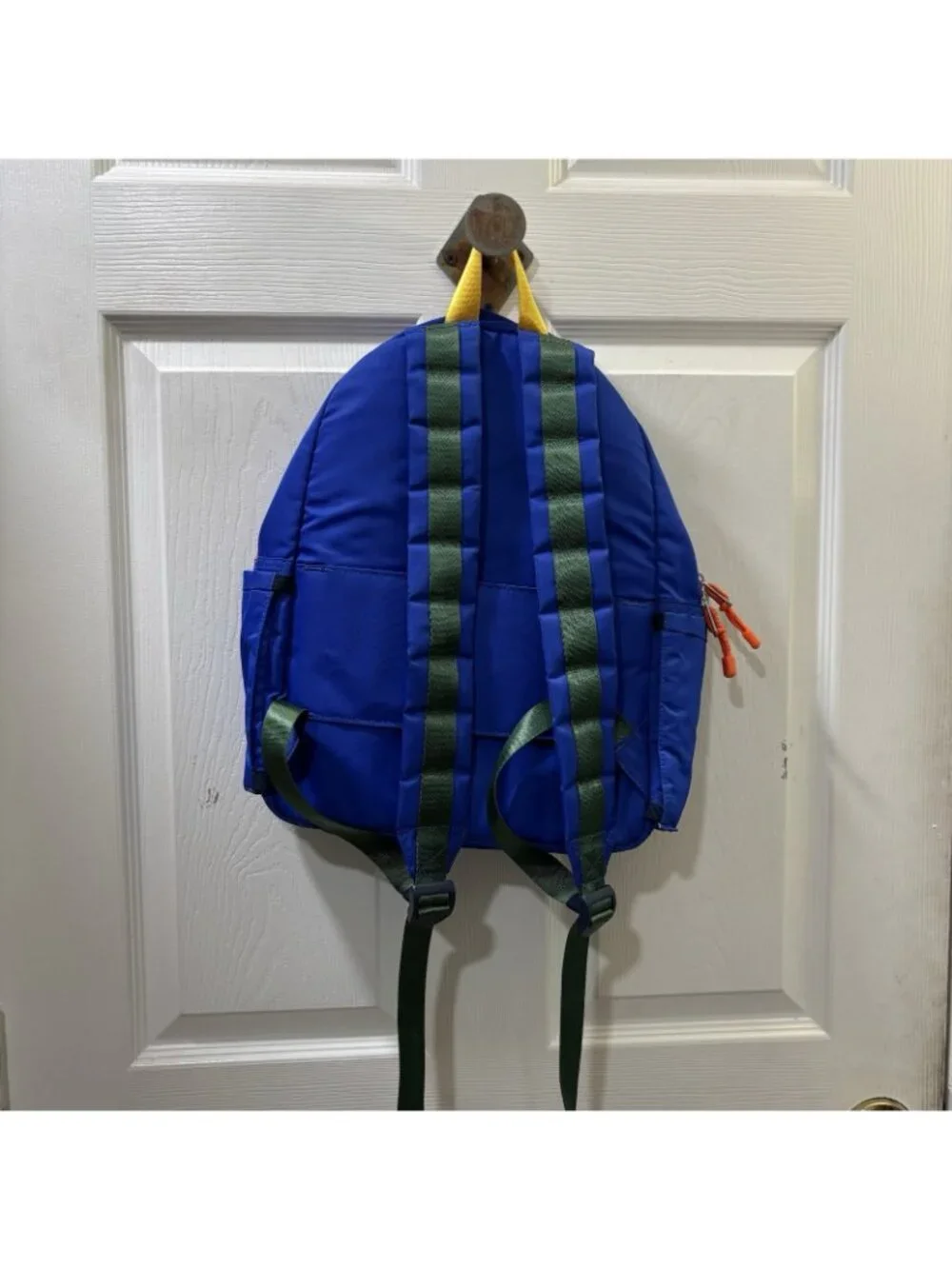 STATE Quilted Blue Backpack Orange Zips 15x12x4 Bottle Pocket Polyester
